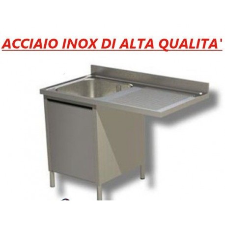 Lavatoio acciaio inox armadiato 1 vasca sgocciolatoio destro vano per lavastoviglie Dim. 120x60x85 cm