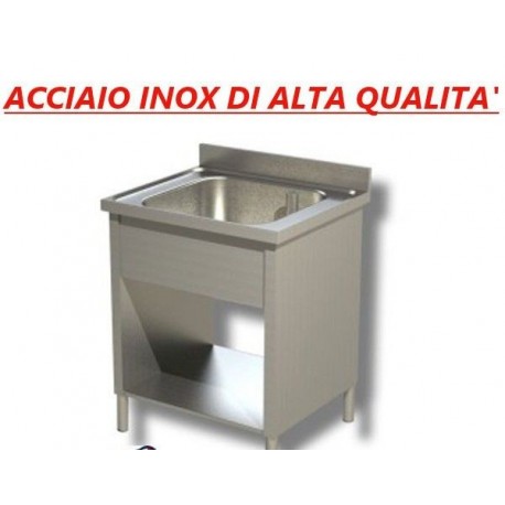 Lavatoio acciaio inox su fianchi 1 vasca Dimensioni 80x60x85 cm