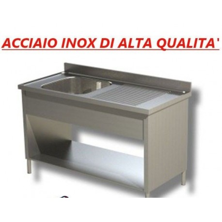Lavatoio acciaio inox su fianchi 1 vasca sgocciolatoio destro Dim. 100x60x85 cm