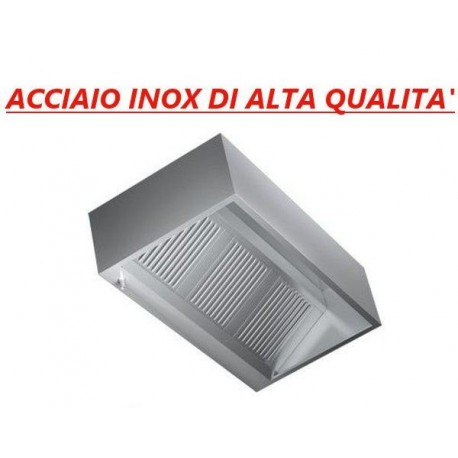 Cappa cubica d’aspirazione acciaio inox a parete con motore – Dimensioni cm. 240x140x45h