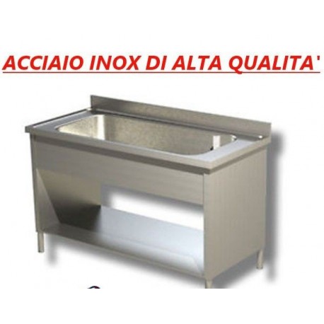 Lavatoio Lavapentole acciaio inox su fianchi 1 vascone Dim. 160x60x85 cm