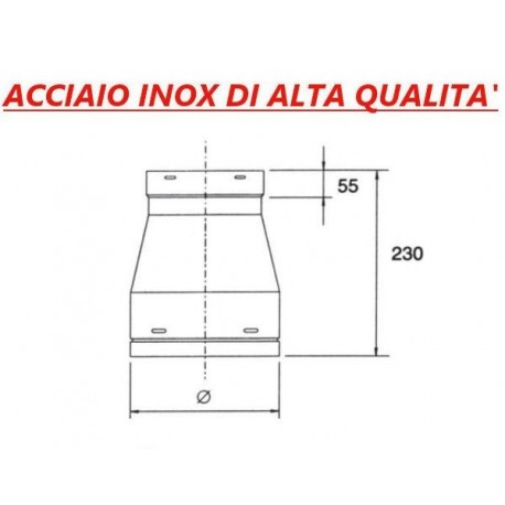Cono di Riduzione ø 400 mm in acciaio inox per cappa