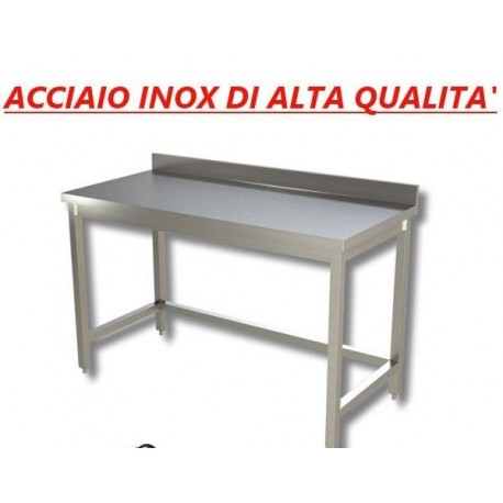 Tavolo acciaio inox senza ripiano inferiore - con alzatina - Dim. cm. 40x70x85H • LINEA ECO