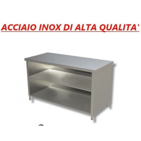 Tavolo armadiato in acciaio inox con ripiano - Dim. cm. 110x70x85H • linea ECO