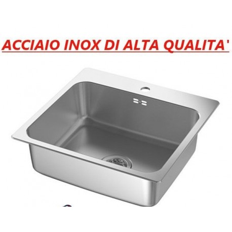 Lavello Vasca quadrato da incasso Dim. 40x40x25 cm acciaio inox