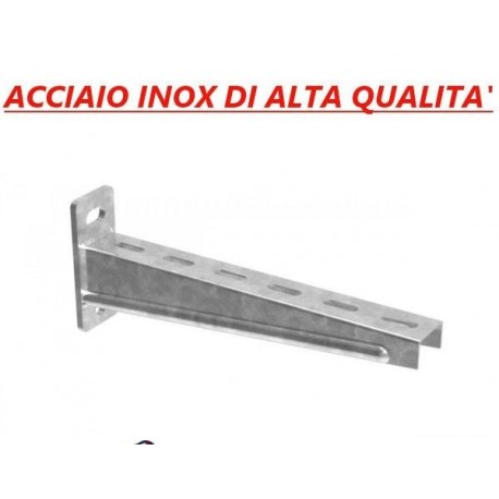 Supporto singolo regolabile per Mensola ripiano parete cremagliera acciaio inox Prof. 40 cm