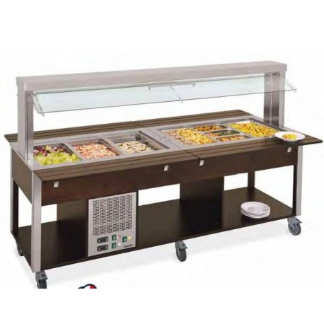 Carrello espositivo mobile vetrina buffet misti freddi/caldo paraffiato mobile metalcarrelli