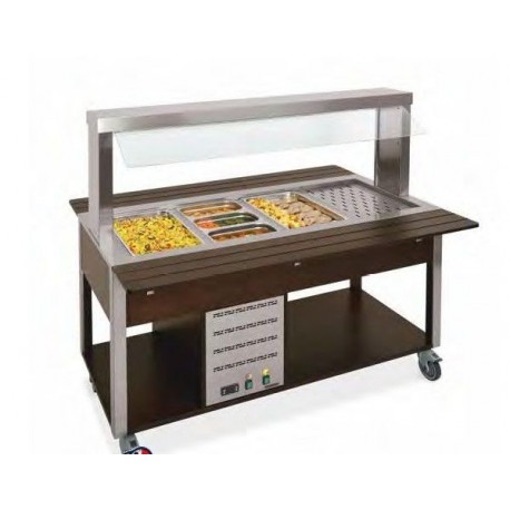 Carrello espositivo mobile vetrina buffet caldo con paraffiato mobile lampade a led metalcarrelli