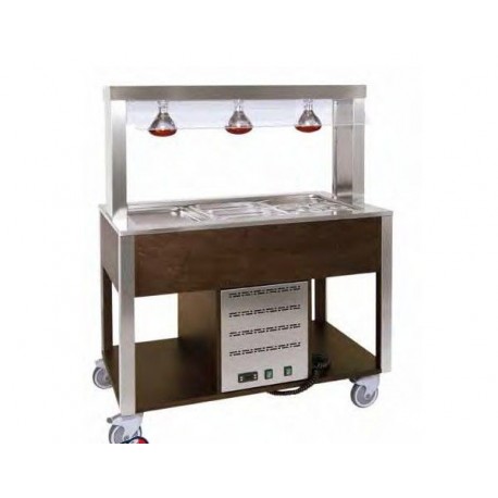 Carrello espositivo mobile vetrina buffet caldo con paraffiato mobile lampade a infrarossi metalcarrelli