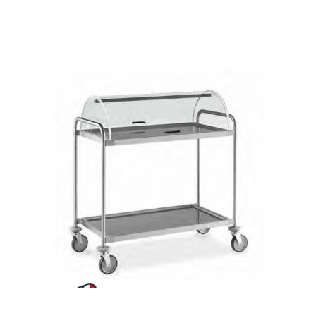 Carrello di servizio in acciaio inox con cupola in plexiglass metalcarrelli