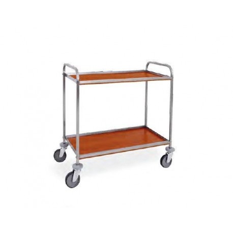 Carrello di servizio in acciaio e legno nobilitato ciliegio metalcarrelli
