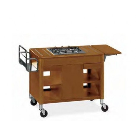 Carrello di servizio flambè struttura in legno massello metalcarrelli