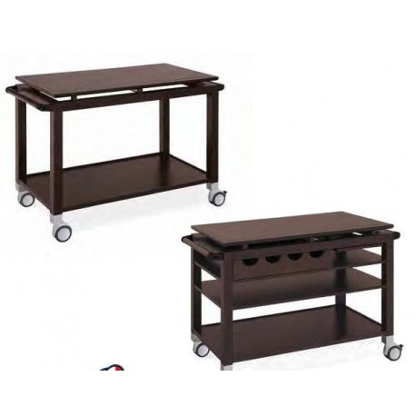 Carrello di servizio gambe in legno massello ripiani impiallacciati in legno metalcarrelli
