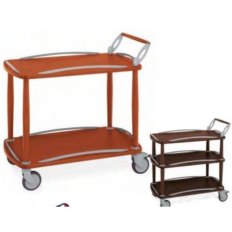 Carrello di servizio struttura in legno massello piani in multistrato metalcarrelli