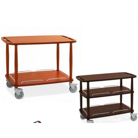 Carrello di servizio struttura in legno massello piani in mdf impiallacciati metalcarrelli