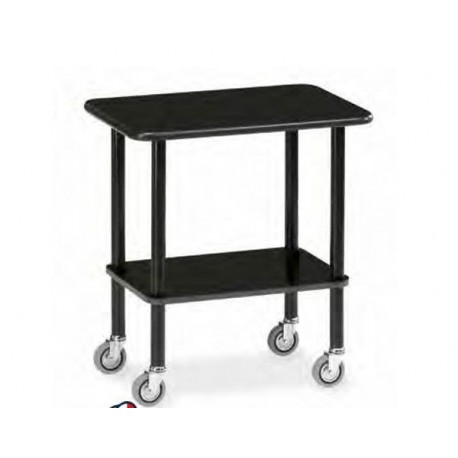 Carrello Gueridon 2 piani in nobilitato struttura in tubo nero/ottonato piano in nobilitato metalcarrelli