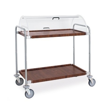 CARRELLO DI SERVIZIO CON CUPOLA LAMIERA SIMIL LEGNO - ACCIAIO 2/3 PIANI