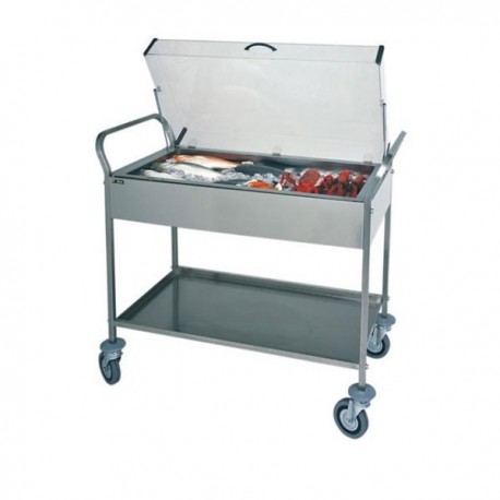 CARRELLO IN ACCIAIO DUE PIANI REFRIGERABILE CON PIASTRE EUTETTICHE