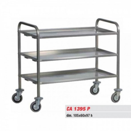 Carrello in acciaio inox trasporto pesante. 3 ripiani. Portata 200 Kg.