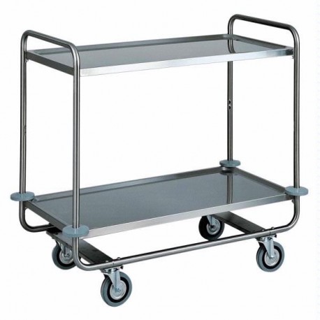 Carrello in acciaio inox. 2 ripiani. Portata 150 Kg.
