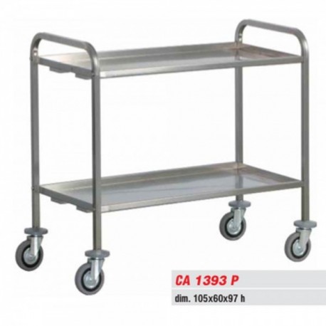 Carrello in acciaio inox trasporto pesante. 2 ripiani. Portata 200 Kg.