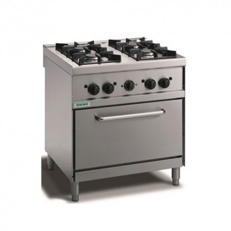 Cucina a gas 4 fuochi su forno elettrico a convezione. 80x70x90H.