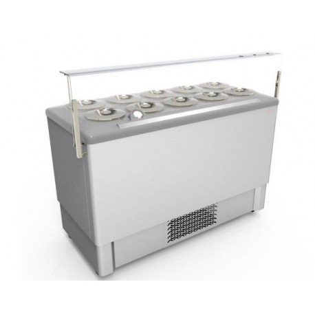 Vetrina banco gelato in acciaio inox refrigerato cap. 10+10 (sovrapponibili)  carapine da 7 Lt temp -5°/-20°C