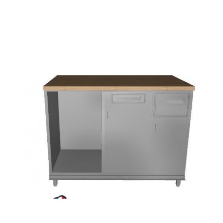 Banco bar macchina caffè acciaio inox con 2 cassetti e 2 sportelli