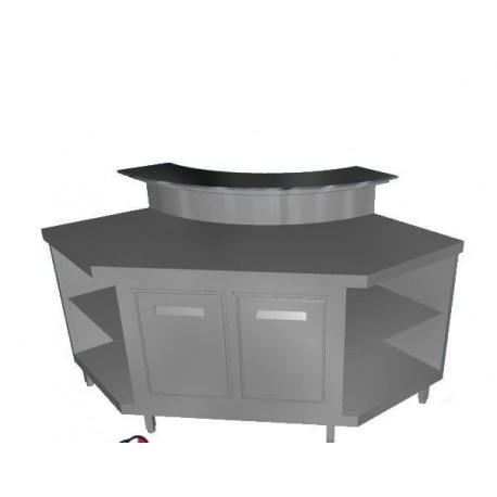 Banco bar refrigerato acciaio inox aperto angolo interno squadrato 90° 2 sportelli motore esterno