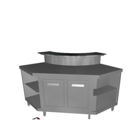 Banco bar refrigerato acciaio inox aperto angolo interno squadrato 90° 2 sportelli motore interno