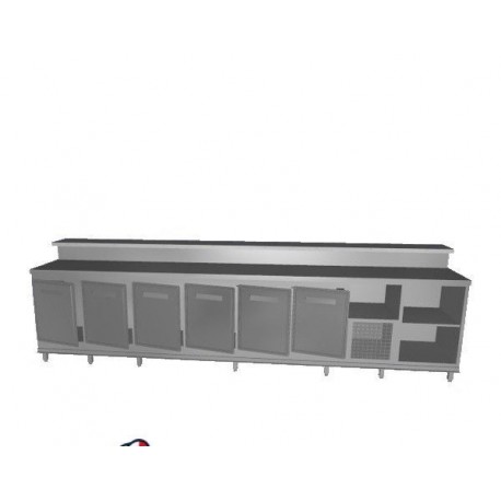 Banco bar refrigerato positivo acciaio inox 6 sportelli