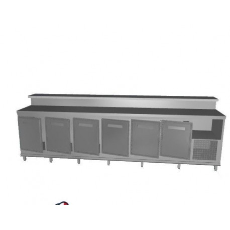 Banco bar refrigerato positivo acciaio inox 6 sportelli