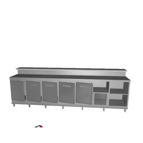 Banco bar refrigerato positivo acciaio inox 5 sportelli