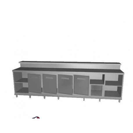 Banco bar refrigerato positivo acciaio inox 4 sportelli