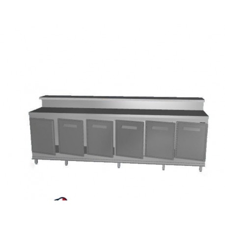 Banco bar refrigerato positivo acciaio inox 6 sportelli