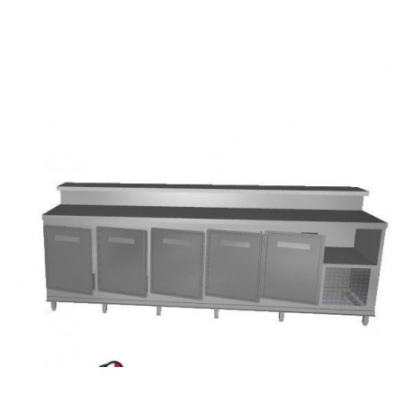 Banco bar refrigerato positivo acciaio inox 5 sportelli