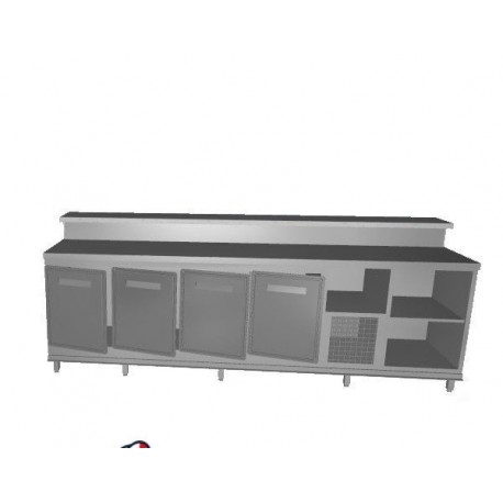 Banco bar refrigerato positivo acciaio inox 4 sportelli