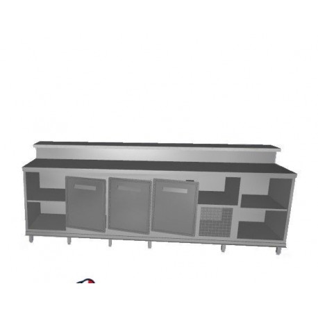 Banco bar refrigerato positivo acciaio inox 3 sportelli