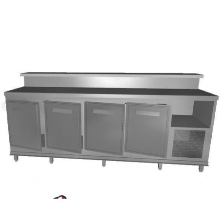 Banco bar refrigerato positivo acciaio inox 4 sportelli