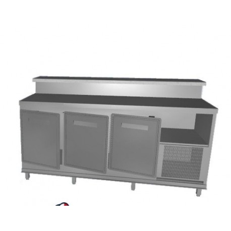 Banco bar refrigerato positivo acciaio inox 3 sportelli