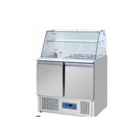 Saladette Tavolo Refrigerato Statica 2 porte + castello vertri - cm. 90x70x130h.