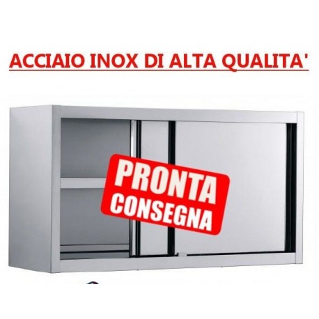 Pensile chiuso con ante scorrevoli in acciaio inox
