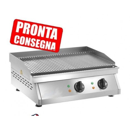 Fry Top elettrico in acciaio inox piastra rigata 600x500x200h mm