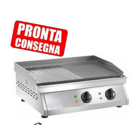 Fry Top elettrico in acciaio inox piastra liscia e rigata 600x500x200h mm