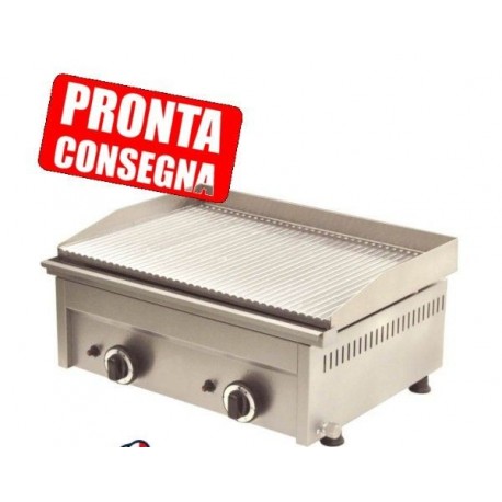 Fry Top a gas in acciaio inox Piastra rigata 600x450x275h mm