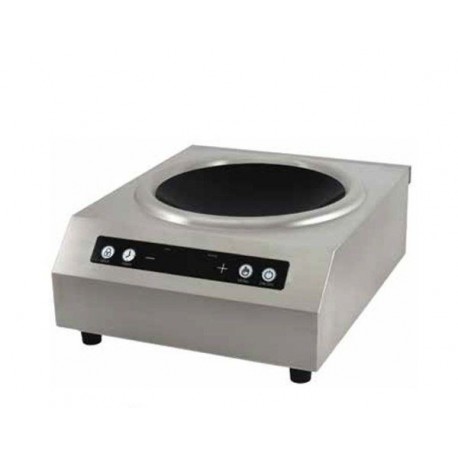 Wok a induzione in acciaio inox piano in vetroceramica Dimensioni 400x485x180 mm