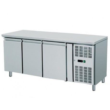 TAVOLO FRIGO REFRIGERAZIONE 3 SPORTELLI O CASSETTI + MOTORE ACCIAIO INOX TEMP -2/+8 DIM.CM 179.5x70x85h