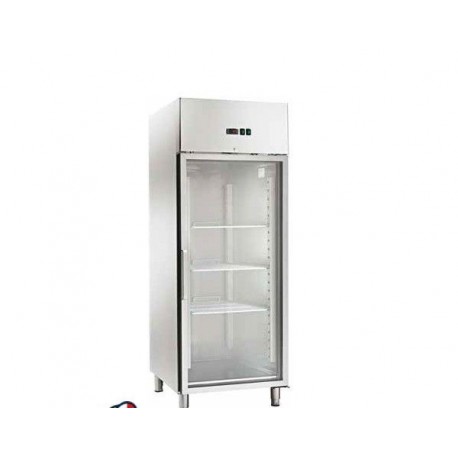 Armadio refrigerato ventilato GN2/1 acciaio inox -2/+8°C porta a vetri