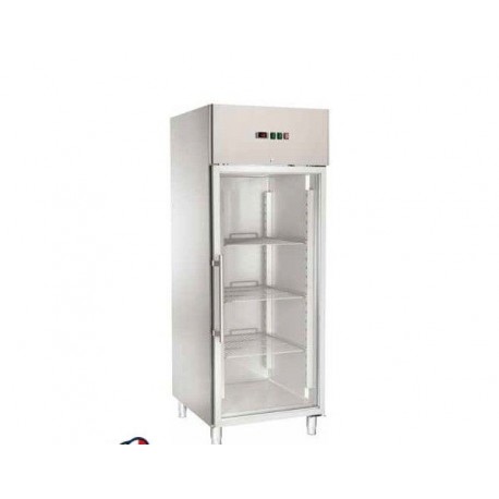 Armadio refrigerato congelatore ventilato GN2/1 acciaio inox -18/-22°C porta a vetri