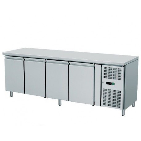 TAVOLO FRIGO REFRIGERATO VENTILATO SNACK 4 SPORTELLI MOTORE ACCIAIO INOX TEMP -2/+8 DIM.CM 223x60x86h